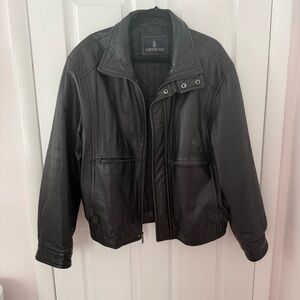 London Fog Vintage Black Leather Jacket Size Large